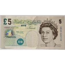 GREAT BRITAIN UK 2002 . FIVE 5 POUNDS BANKNOTE . ERROR . VANISH RUBS OFF